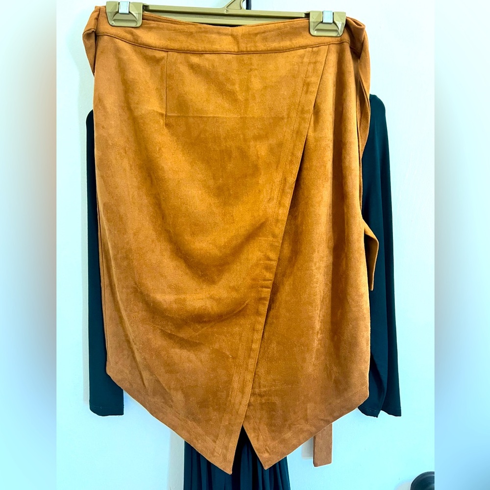 Suede Tan Midi Skirt